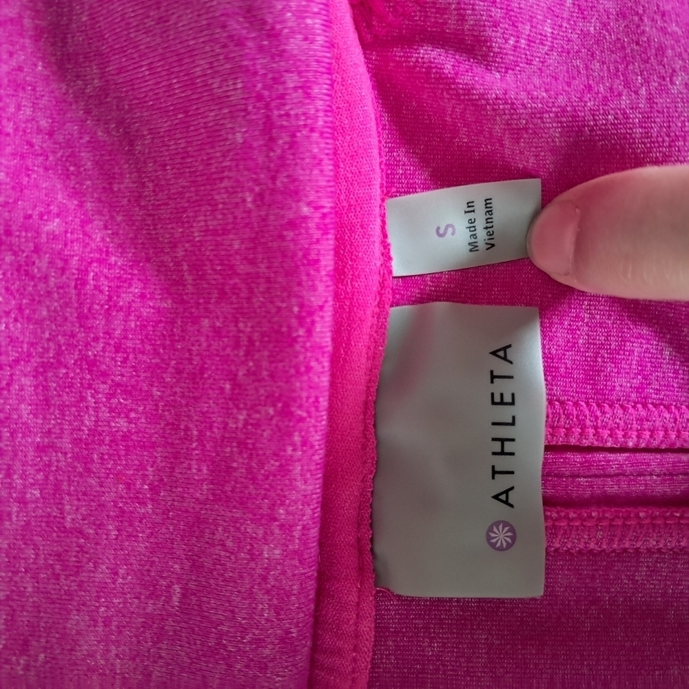 Athleta Rishi Yoga Pink Zip Up Sweatshirt Jacket Hoodie Hot Pink Size Small - Picture 9 of 11